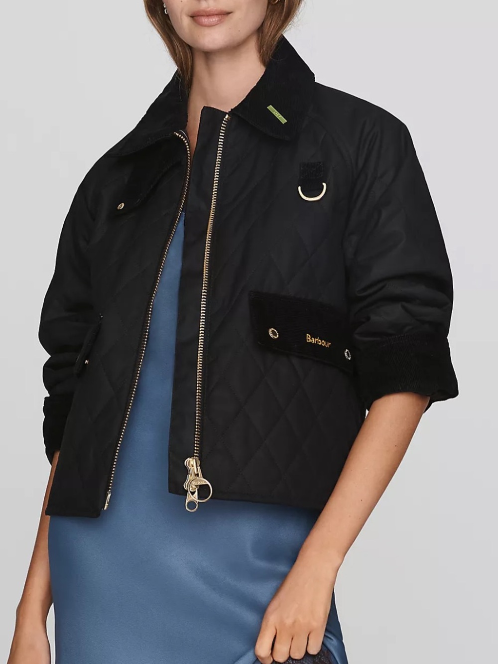 Barbour Icons Spey Quilted Waxed Cotton Jacket in Classic Black